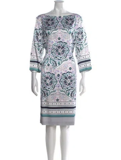 Pre-owned St John Silk Knee-length Dress In Neutral