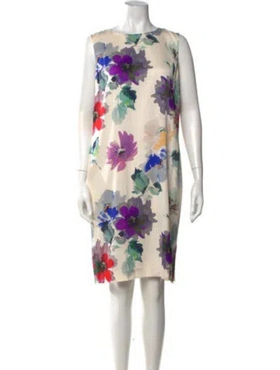 Pre-owned St John Silk Knee-length Dress In Neutrals