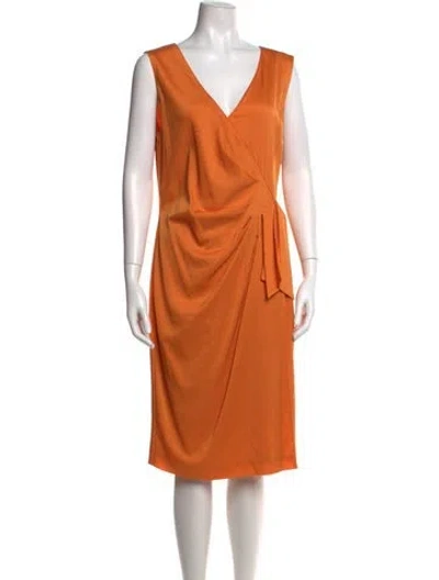 Pre-owned St John Silk Knee-length Dress In Orange