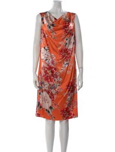 Pre-owned St John Silk Knee-length Dress In Orange
