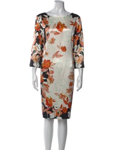 Pre-owned St John Silk Knee-length Dress In Orange