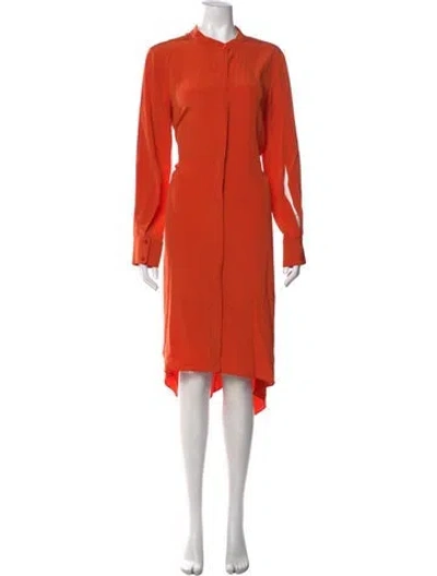Pre-owned St John Silk Knee-length Dress In Orange