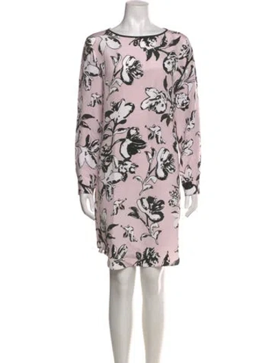 Pre-owned St John Silk Knee-length Dress In Pink