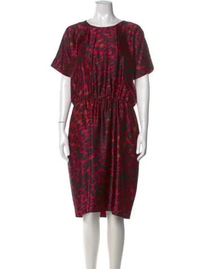 Pre-owned St John Silk Knee-length Dress In Pink