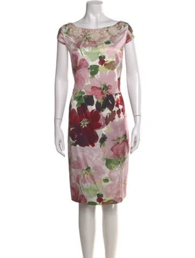 Pre-owned St John Silk Knee-length Dress In Pink