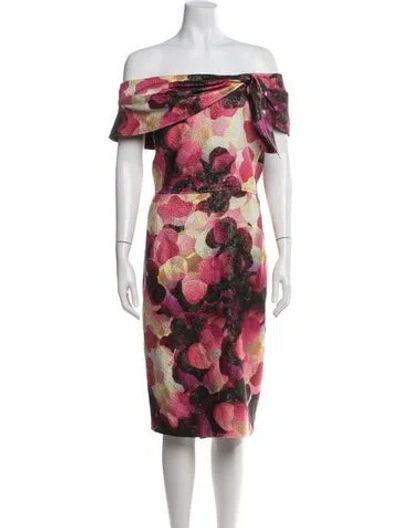 Pre-owned St John Silk Knee-length Dress In Pink