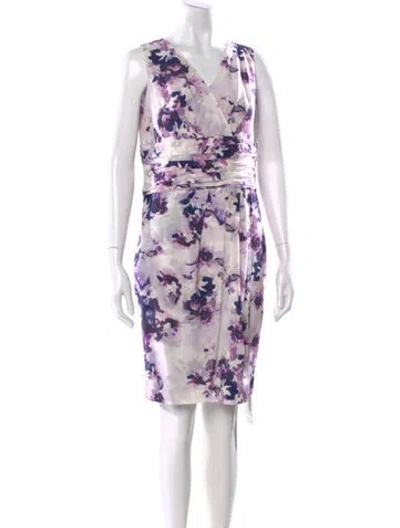Pre-owned St John Silk Knee-length Dress In Purple