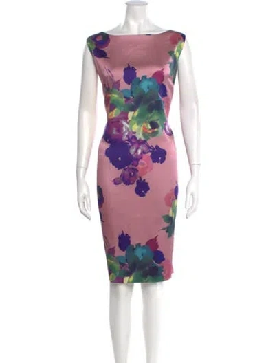 Pre-owned St John Silk Knee-length Dress In Purple