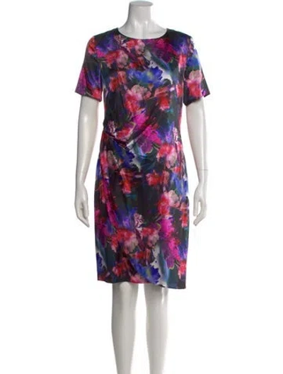 Pre-owned St John Silk Knee-length Dress In Purple