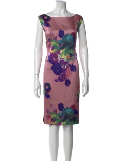 Pre-owned St John Silk Knee-length Dress In Purple