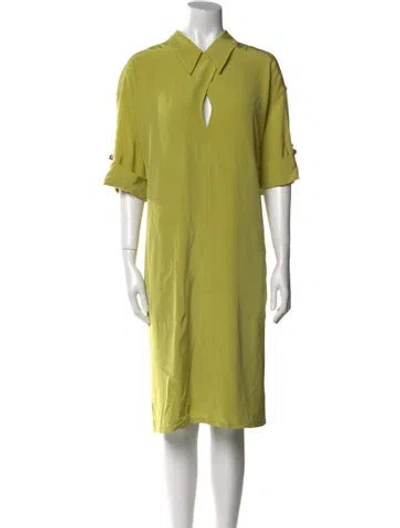 Pre-owned St John Silk Knee-length Dress W/ Tags In Green