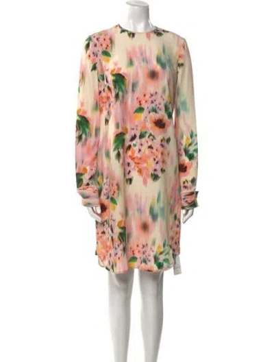 Pre-owned St John Silk Knee-length Dress W/ Tags In Yellow