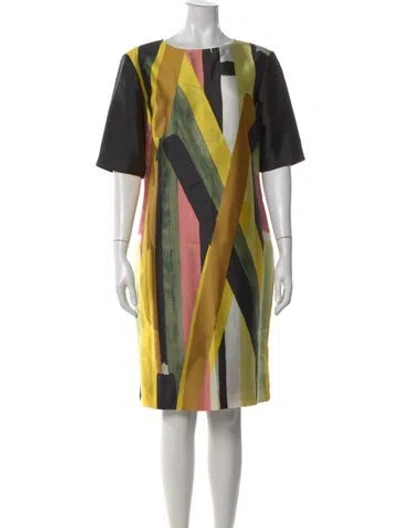 Pre-owned St John Silk Knee-length Dress In Yellow