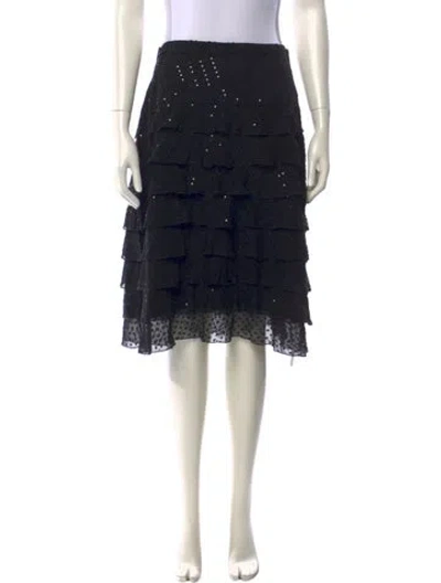 Pre-owned St John Silk Knee-length Skirt W/ Tags In Black