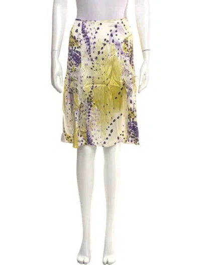 Pre-owned St John Silk Knee-length Skirt In White
