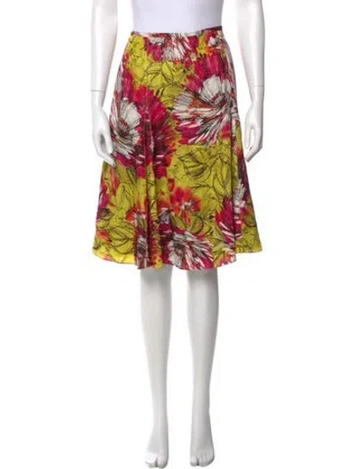 Pre-owned St John Silk Knee-length Skirt In Yellow