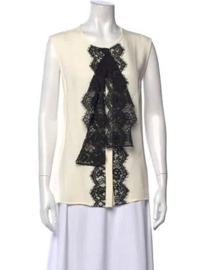 Pre-owned St John Silk Lace Pattern Blouse In Neutral