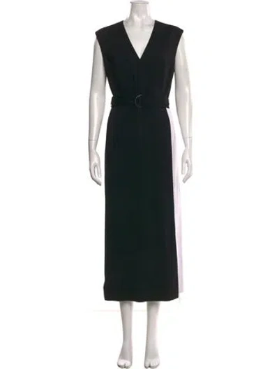 Pre-owned St John Silk Long Dress In Black