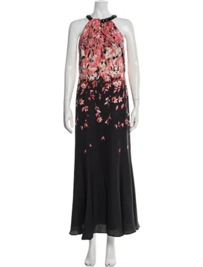 Pre-owned St John Silk Long Dress In Black