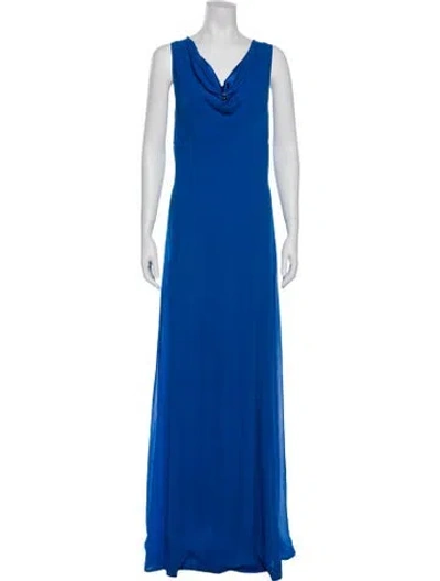Pre-owned St John Silk Long Dress In Blue