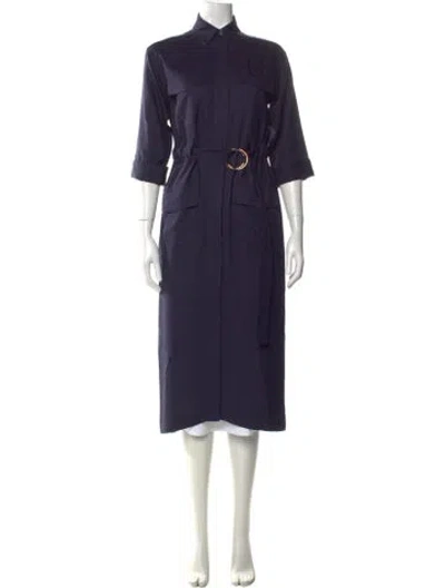 Pre-owned St John Silk Long Dress In Blue