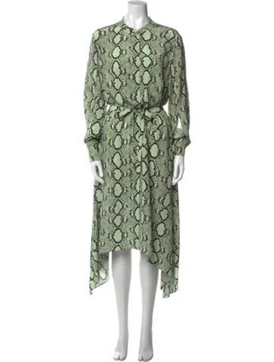 Pre-owned St John Silk Long Dress In Green