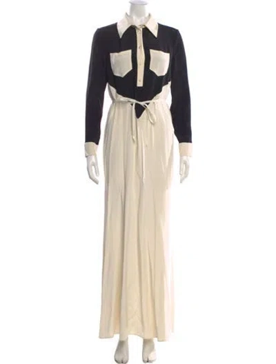 Pre-owned St John Silk Long Dress In Neutral