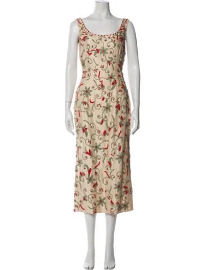 Pre-owned St John Silk Long Dress In Neutral