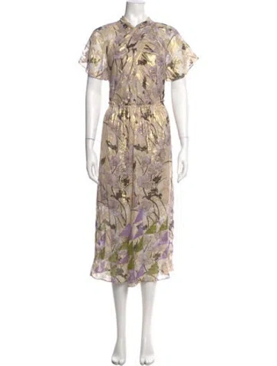 Pre-owned St John Silk Long Dress In Neutral