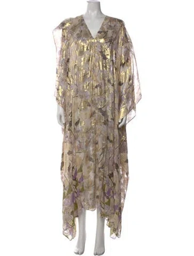 Pre-owned St John Silk Long Dress In Neutral