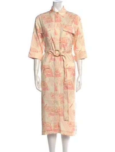 Pre-owned St John Silk Long Dress In Orange
