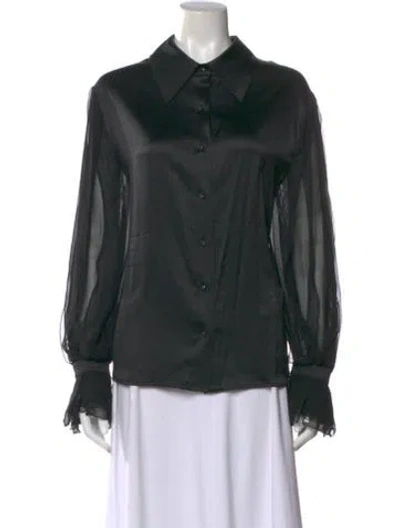 Pre-owned St John Silk Long Sleeve Blouse In Black