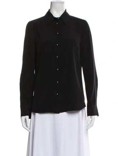 Pre-owned St John Silk Long Sleeve Blouse In Black
