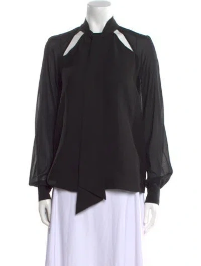 Pre-owned St John Silk Long Sleeve Blouse In Black