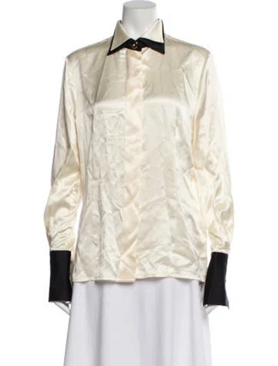Pre-owned St John Silk Long Sleeve Blouse In Neutral