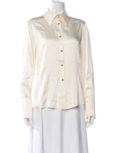 Pre-owned St John Silk Long Sleeve Blouse In Neutral