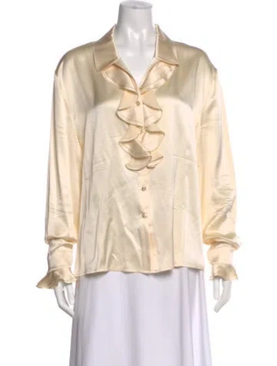 Pre-owned St John Silk Long Sleeve Blouse In Neutral