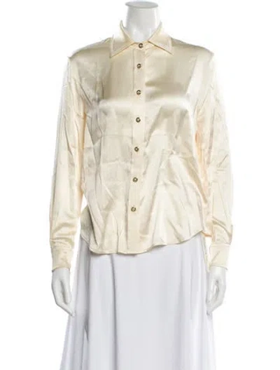 Pre-owned St John Silk Long Sleeve Blouse In Neutral
