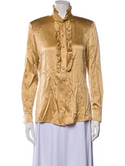 Pre-owned St John Silk Long Sleeve Blouse In Neutral