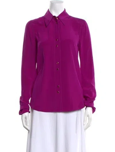 Pre-owned St John Silk Long Sleeve Blouse W/ Tags In Pink