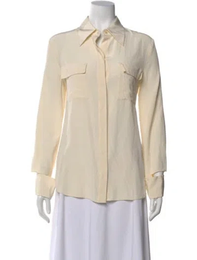 Pre-owned St John Silk Long Sleeve Button-up Top