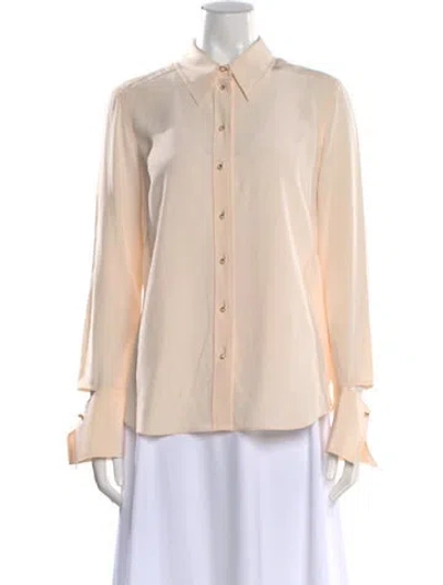 Pre-owned St John Silk Long Sleeve Button-up Top In Orange