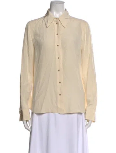 Pre-owned St John Silk Long Sleeve Top In Neutral