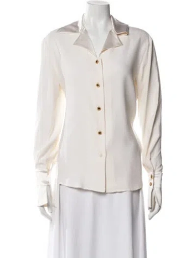 Pre-owned St John Silk Long Sleeve Top In Neutral