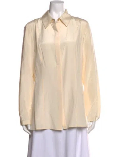 Pre-owned St John Silk Long Sleeve Top W/ Tags In Neutral