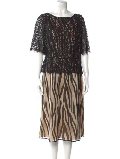 Pre-owned St John Silk Midi Length Dress In Black