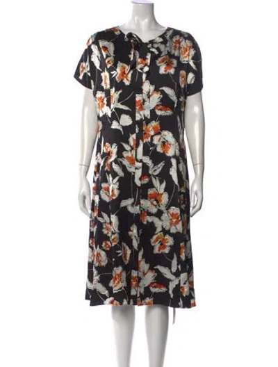 Pre-owned St John Silk Midi Length Dress In Black