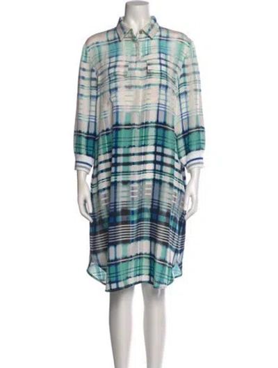 Pre-owned St John Silk Midi Length Dress In Blue