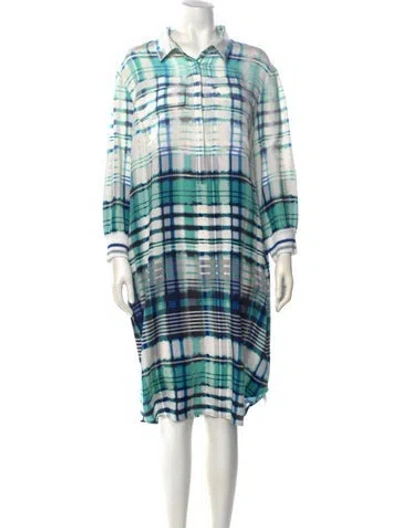Pre-owned St John Silk Midi Length Dress In Blue