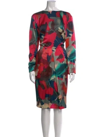 Pre-owned St John Silk Midi Length Dress In Blue
